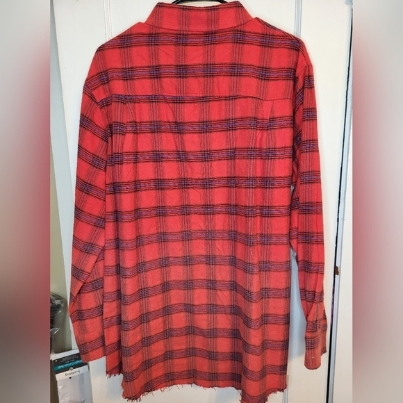 NWT Lamiel by Hyped Unicorn Med Distressed Flannel red plaid "Run Away With Me" - Picture 11 of 12